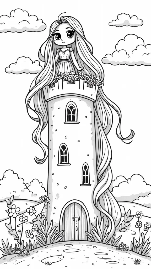 cute rapunzel coloring pages